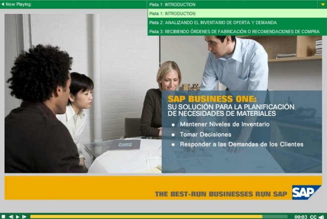 SAP Business One para la planificación de necesidades de materiales. Screencast en español de cinco minutos.