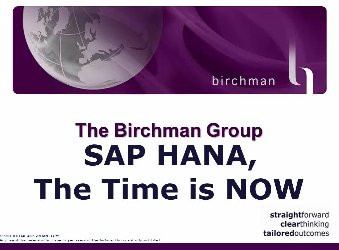 Nuevos modelos de Soluciones de negocio SAP (Movilidad, catálogos móviles y HANA), por Birchman Group. Webinar de 45 min.