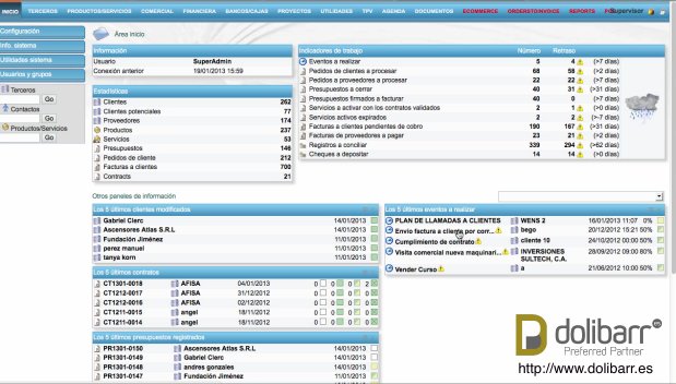 Características y funcionalidades del ERP open source web que incorpora CRM para el seguimiento de los clientes Dolibarr. Webinar de 30 min.