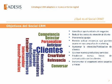 Social CRM: La Estrategia CRM adaptada al nuevo entorno digital. Por Adesis. Webinar de 1 hora 20 minutos.