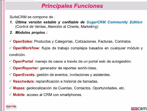 Intro y demo a SuiteCRM, nueva versión de SugarCRM Open Source. Webinar de 1 hora.