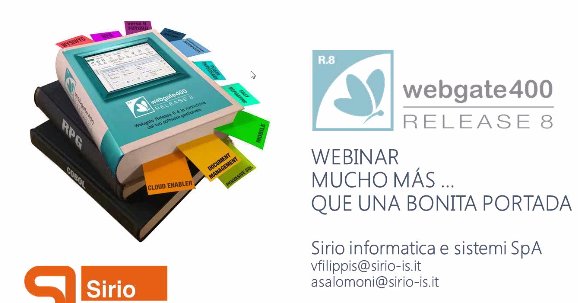 Moderniza tus aplicativos RPG con Webgate400, de Sirio. Webinar de 1 hora y media.